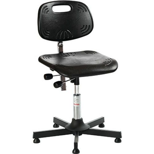 Sedia da officina Classic-Bassa-Piedini-Acciaio-Nero,