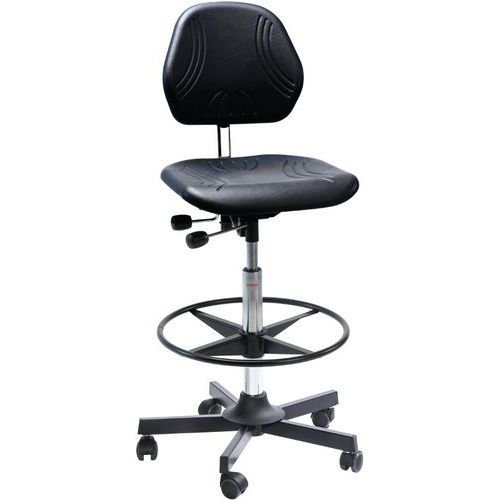 Sedia da officina Comfort-Alta-Acciaio-Nero,