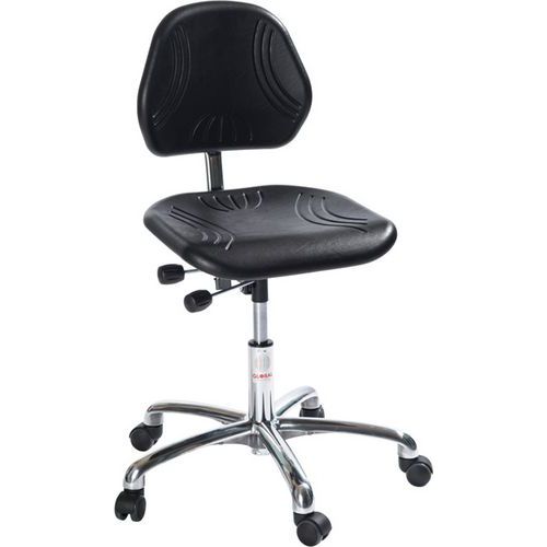 Sedia da officina Comfort-Media-con ruote-Nero,