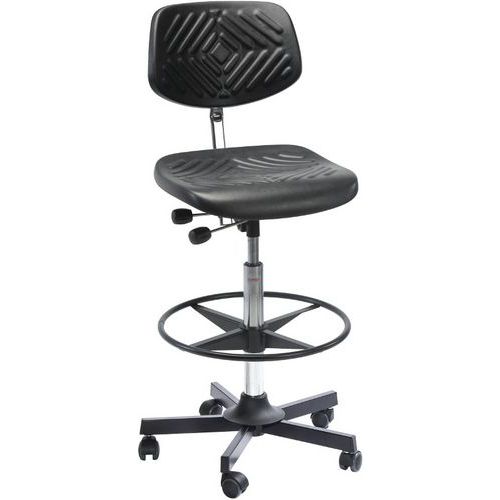 Sedia da officina Prestige-Alta-con Freno di carico-Acciaio-Nero,