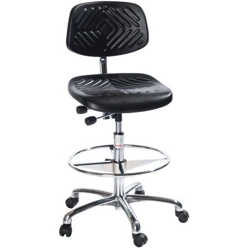 Sedia da officina Prestige-Alta-con ruote, Freno di carico-Nero,