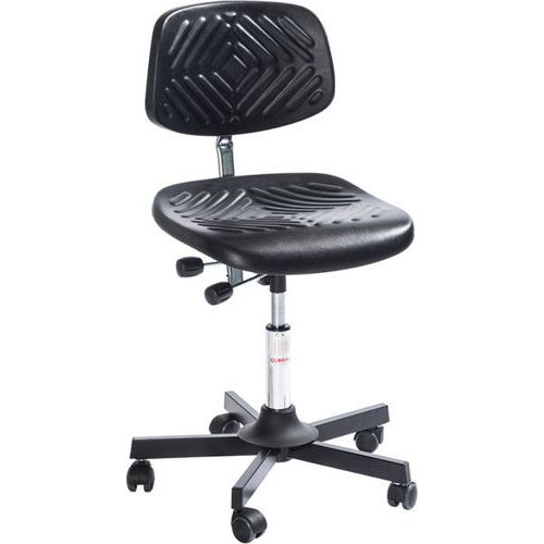 Sedia da officina Prestige-Bassa-con ruote-Acciaio-Nero,