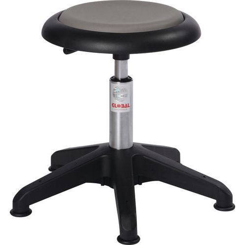 Sgabello Micro Octopus-Similpelle-Basso-piedini-Grigio,