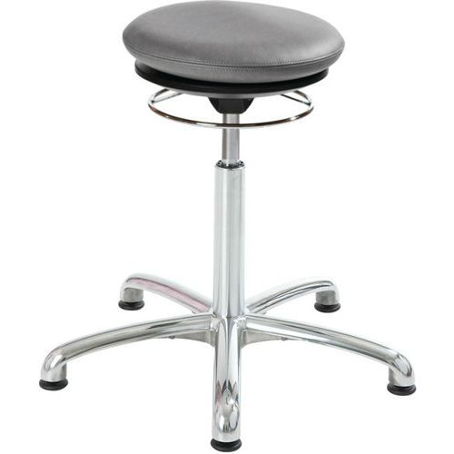 Sgabello Pilates-Similpelle-Basso-Piedini-Grigio,