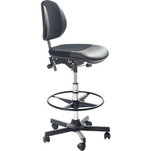 Sedia da officina DUO-Similpelle-Poggiapiedi-Alta-Nero,
