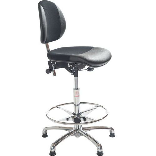 Sedia da officina DUO-Similpelle, tessuto 3D-Alta-Nero,
