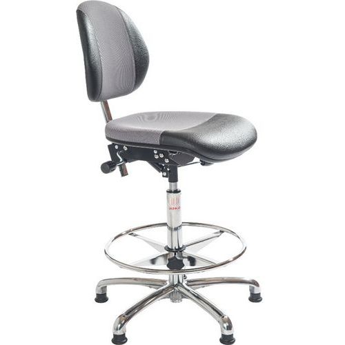 Sedia da officina DUO-Similpelle, tessuto 3D-Alta-piedini-Grigio,