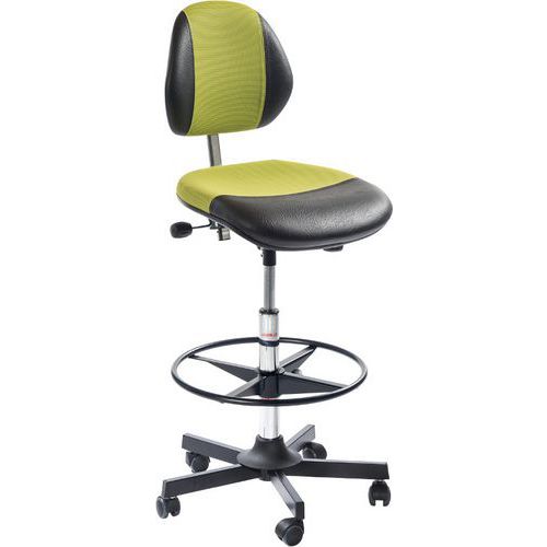Sedia da officina DUO-Alta-freno di carico-Acciaio-Nero,Verde,