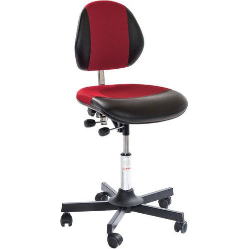 Sedia da officina DUO-Similpelle, Tessuto-Bassa-Acciaio-Rosso,