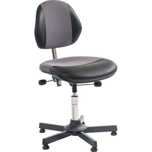 Sedile da officina DUO-Similpelle, Tessuto-Bassa-piedini-acciaio-Grigio,