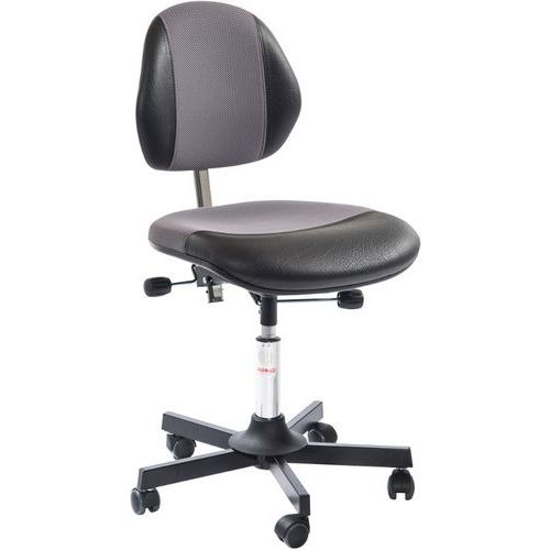 Sedia da officina DUO-Similpelle, Tessuto-Bassa-Acciaio-Grigio,
