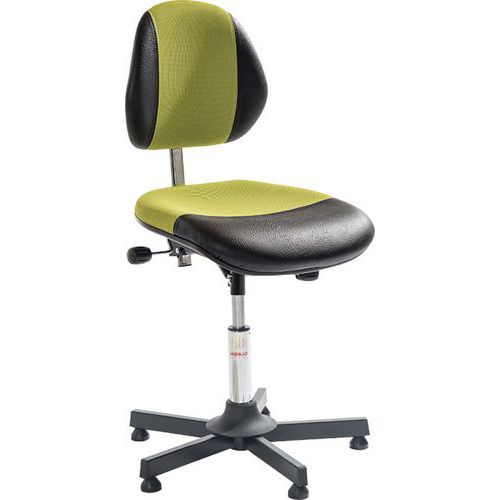 Sedia da officina DUO-Similpelle, Tessuto-Basso-Verde-Acciaio,