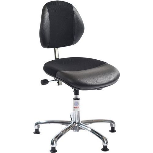 Sedia da officina DUO-Bassa-Piedini-Nero,