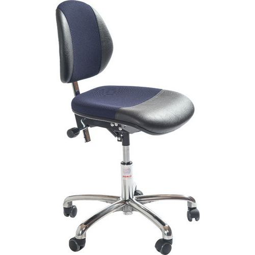 Sedia da officina DUO-Bassa-con ruote-Nero,