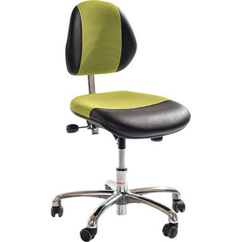 Sedia da officina DUO-Similpelle, Tessuto-Basso-Nero, Verde,
