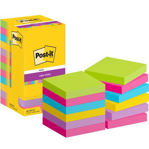 Post-it® Super Sticky 76mm x 76mm 12 blocchetti assortiti,