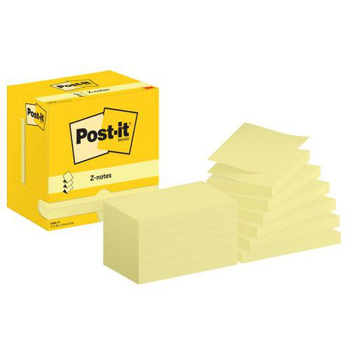Post-it® Z-Note 76 x 127 mm, 12 blocchetti giallo - Post-it®,