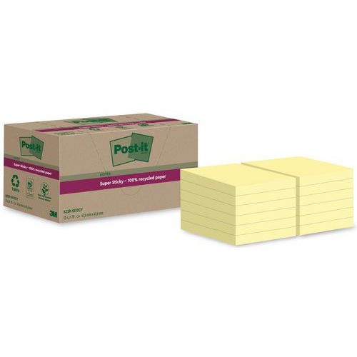 Super Sticky riciclato 47,6x47,6 mm 12 blocchetti giallo,