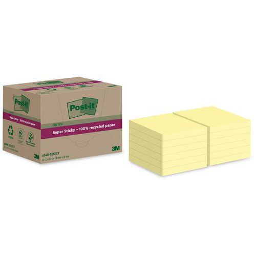 Super Sticky riciclato 76x76mm 12 blocchetti giallo Post-it®,