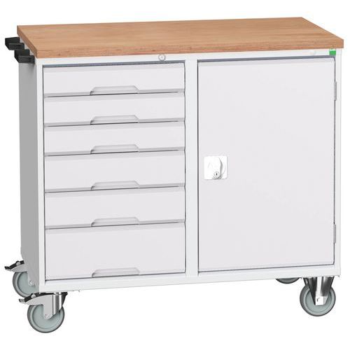 Banco da lavoro 980x1050mm - 6 cassetti - Grigio chiaro,