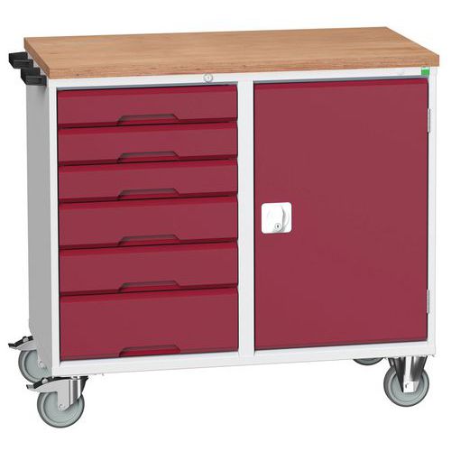 Banco da lavoro 980x1050mm - 6 cassetti - Rosso,