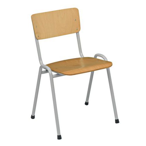 Sedia In Legno Struttura Grigio Finitura Epossidica,