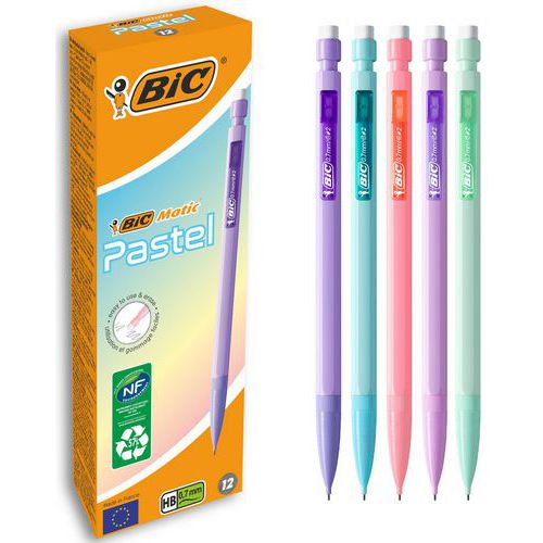 Lotto di 12 portamine BIC Matic 0,7mm corpo col pastelli ass,