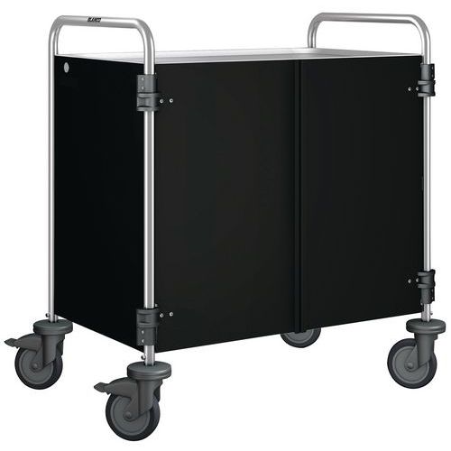 Carrello di servizio con rivestimento nero - 2 ripiani,