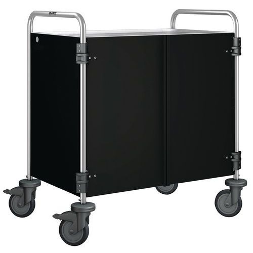 Carrello di servizio con rivestimento nero - 3 ripiani,