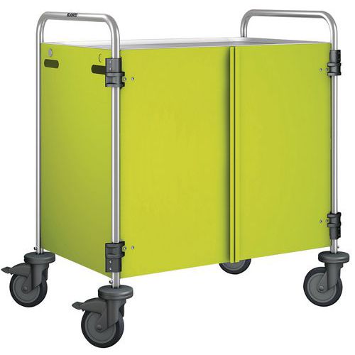 Carrello di servizio con rivestimento verde - 2 ripiani,