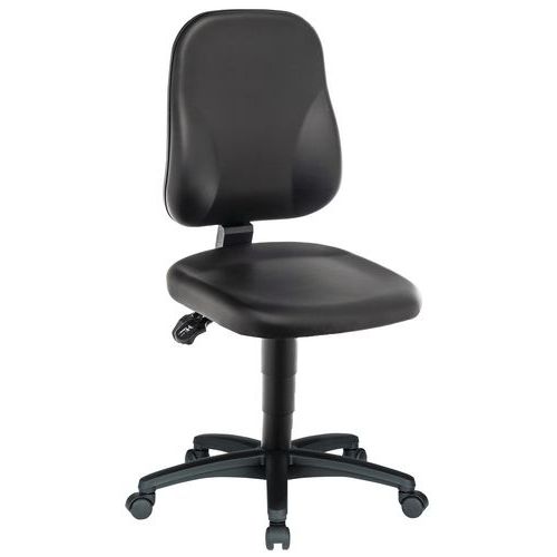 Sedia bassa Multitalent vinile nera con rotelle,