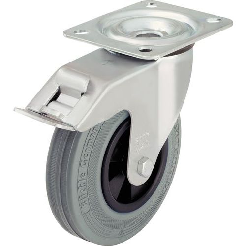 Rotella Girev. D=80mm P=50Kg gomma + freno senza marcatura,