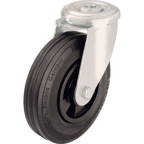 Ruota Girevole ad Occhiello D= 80mm P=50Kg For o liscio gomm,