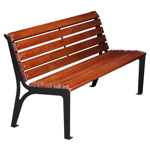 Panchina in legno per esterni con schienale, possibilità di fissaggio al suolo,