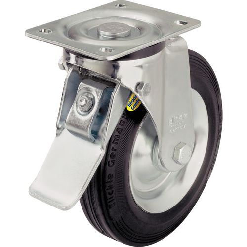 Rotel Gir.+ Fr P=100Kg D=100Mm Ruota Caucciù + flangia,