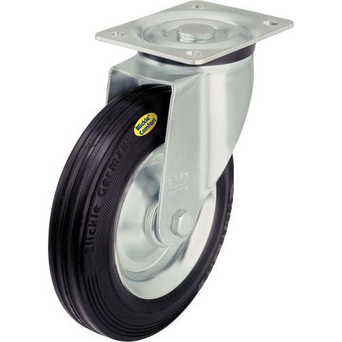 Rotel Gir. P=100Kg Diam=100Mm Ruota Caucciù + flangia,