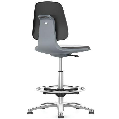 Sedia da officina Labsit similpelle alluminio - Grigio,