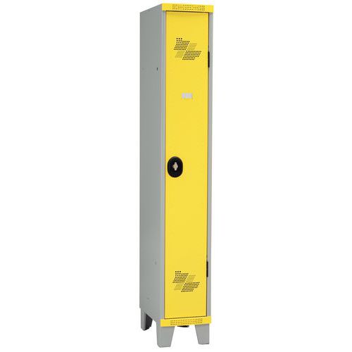 Armadietto mono su piedi IP 1 col. L300x A1915xP500 lucchetto grigio/giallo,