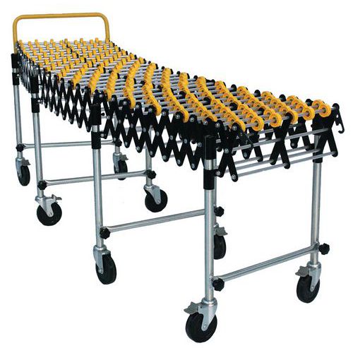 Trasportatore estensibile rulli plastica-4 gambe-Larg 600mm,