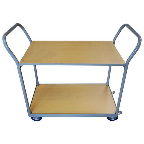 Carrello 250 kg a 2 ripiani in legno 850x500 mm,