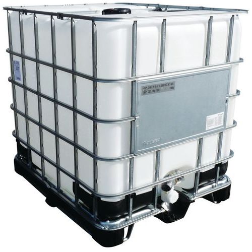 Cisterna cubica 1000 L omologata standard per il trasporto - Cisterna +  pallet in metallo/plastica - Manutan