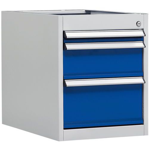 Cassettiera H400Mm 3Cassetti (1X50+1X150+1X200) Grigio/Blu,