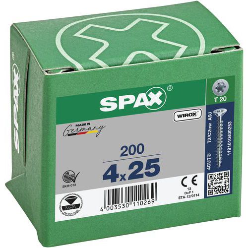 200 viti a testa svasata incasso T-Star Plus f. totale Ø 4x25,