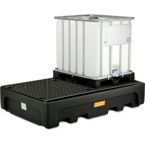 Vasca di raccolta per 2 IBC con griglia PE - 1100L,