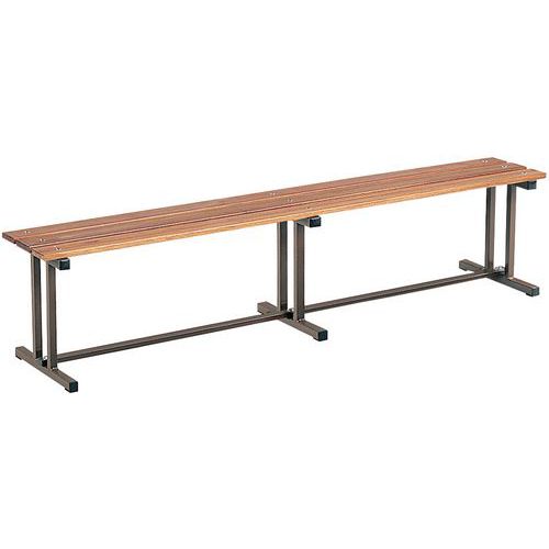 PANCA SENZA SCHIENALE LUNG.200 CM BASE MARRONE SEDUTA LEGNO,