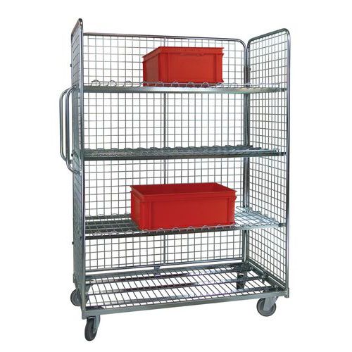 Roll-container a tre lati 400 kg - 1290 x 670 x h. 1830mm,