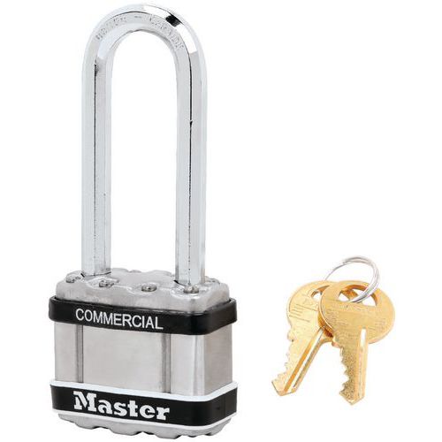 Lucchetto  inox arco largo: 64mm 4 chiavi uguali,