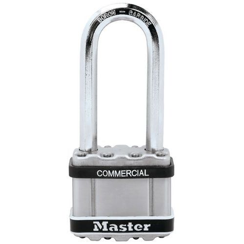 Lucchettoacciaio 51mm inox-  - arco alto: 64mm  4 chiavi,