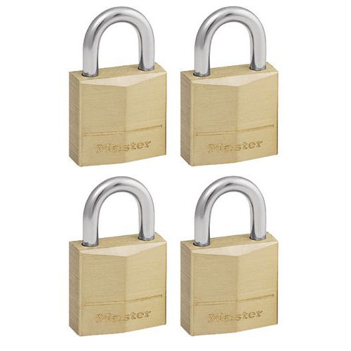 4 lucchetti con archetto in acciaio temprato - sistema a chiavi uguali -,