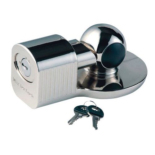 Antifurto da aggancio universale - Corpo in ghisa di zinco nichelato - Cilindro a goffratura - Adatto per teste di aggancio da 48 a 51mm -,